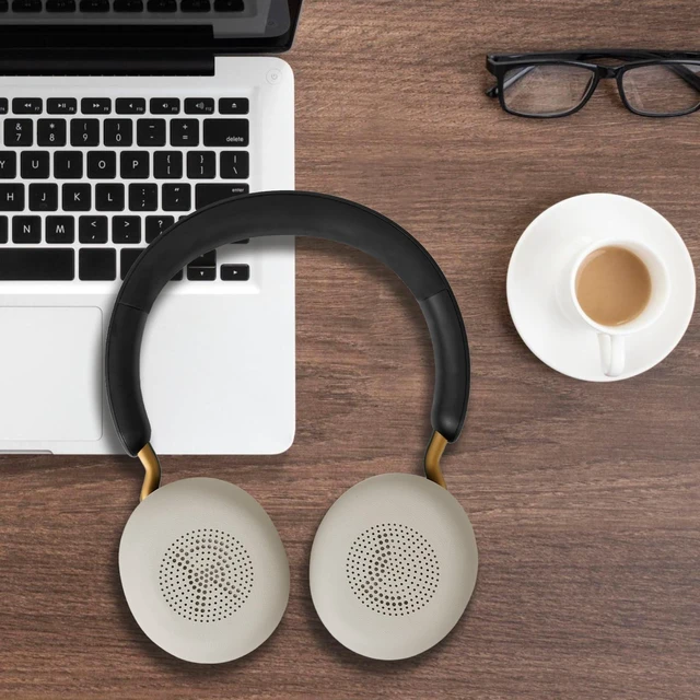 Alt view image 5 of 7 - Ear Pads Replacement for Jabra Evolve2 65 40 Elite 45h On-Ear (Gold Beige) For Evolve2 65MS 65UC USB/ Evolve2 40UC 40MS USB Ear Cushions with Protein Leather