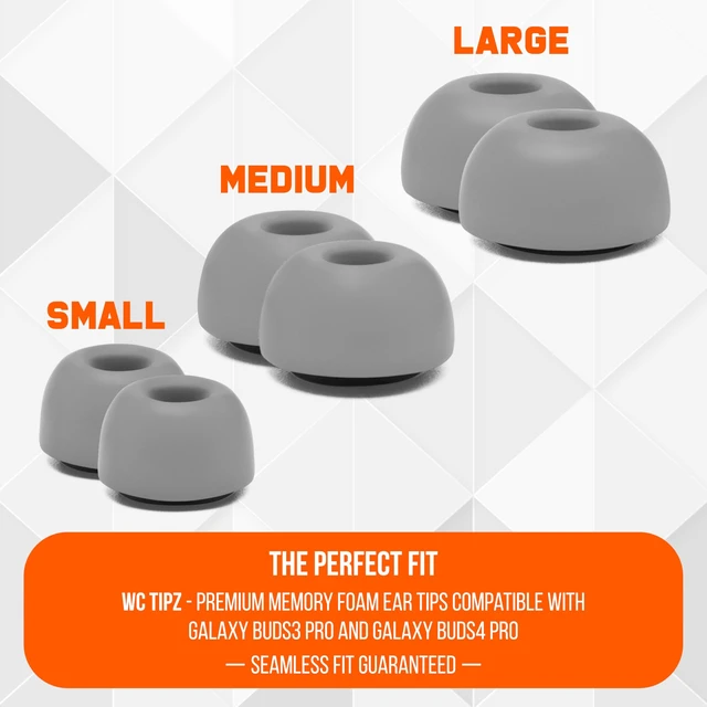 Alt view image 4 of 7 - TipZ Galaxy - Memory Foam Ear Tips for Samsung Galaxy Buds Pro 3 & Pro 4 Made by Wicked Cushions Improved Comfort, Tighter Seal & Better Foam Rebound Time Grey