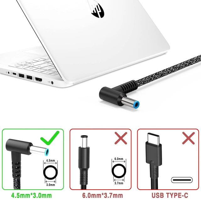 Alt view image 3 of 7 - 65W Laptop Charger 19.5V 3.33A Compatible with HP Envy,Spectre x360,EliteBook Pavilion Stream X360,ProBook 11 450 650 640 G1 G2 G3 G4 G5 G6 G7 Blue Tip 4.5 * 3.0mm Power Supply Cord