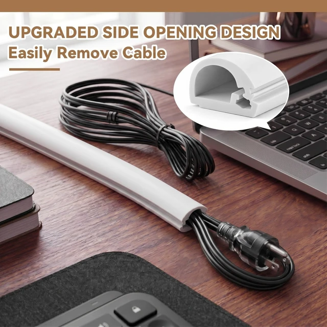 Alt view image 5 of 6 - 2 Pcs Silicone Wall Wire Hider Flexible Cord Hider,White,Small-20 ft Electric Cord Cover, Self-adhesive, Cable Hider for Wall, Floor, Side Open Wire Covers, for Mounted TV Home Office Management