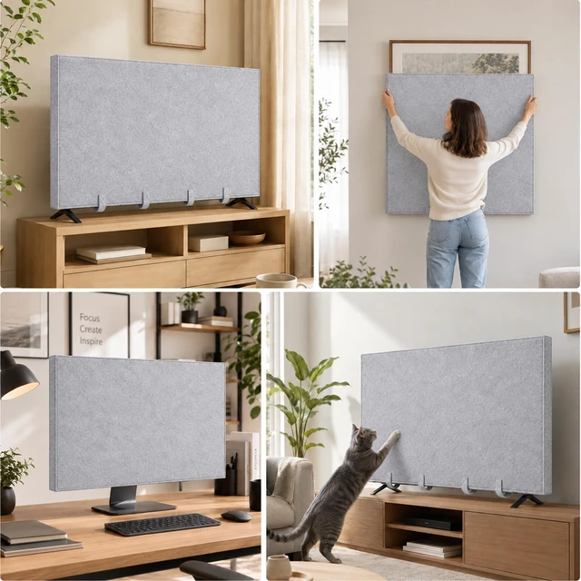 Alt view image 7 of 7 - 60"-65 TV Cover for Moving & Shipping, Dust Anti-Scratch TV Screen Cover Tear Resistance Thick Felt Cover with Bottom Straps, Reusable Anti-Scratch TV Protector, Heavy Duty Felt Anti-Scratch Dust