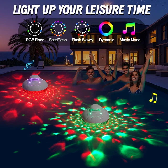 Alt view image 2 of 7 - 3 in 1 Bluetooth Pool Speaker with Pool Fountain Light, White Floating Pool Speaker for Pool, IP68 Waterproof Hot Tub Speakers, Loud Sound, BT5.4,24H Playtime Pool Water Fountain