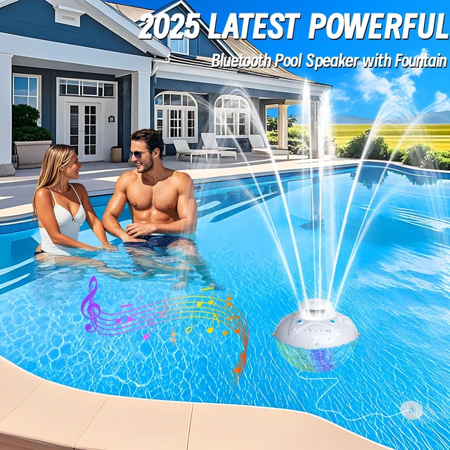 Alt view image 4 of 7 - 3 in 1 Bluetooth Pool Speaker with Pool Fountain Light, White Floating Pool Speaker for Pool, IP68 Waterproof Hot Tub Speakers, Loud Sound, BT5.4,24H Playtime Pool Water Fountain