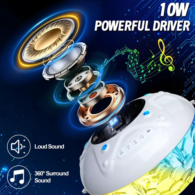 Alt view image 5 of 7 - 3 in 1 Bluetooth Pool Speaker with Pool Fountain Light, White Floating Pool Speaker for Pool, IP68 Waterproof Hot Tub Speakers, Loud Sound, BT5.4,24H Playtime Pool Water Fountain