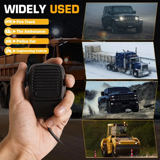 Alt view image 7 of 7 - 8Tones 200W Emergency Siren with PA - IP67 Waterproof Police/Fire Truck Siren, Yelp/Wail/Hi-Lo Modes, Includes Mic & Speaker for Vehicle PA System 12 Volt Siren Car Alarm Siren