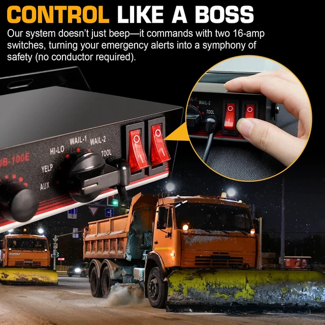 Alt view image 5 of 7 - 8Tones 200W Emergency Siren with PA - IP67 Waterproof Police/Fire Truck Siren, Yelp/Wail/Hi-Lo Modes, Includes Mic & Speaker for Vehicle PA System 12 Volt Siren Car Alarm Siren