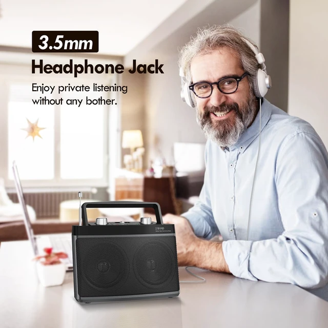 Alt view image 4 of 7 - Portable AM FM Bluetooth Radio Plug in Wall or Battery Powered Strong Reception, Stereo Sound, Easy To Use, Headphone Jack, Aux In, Gifts For Seniors