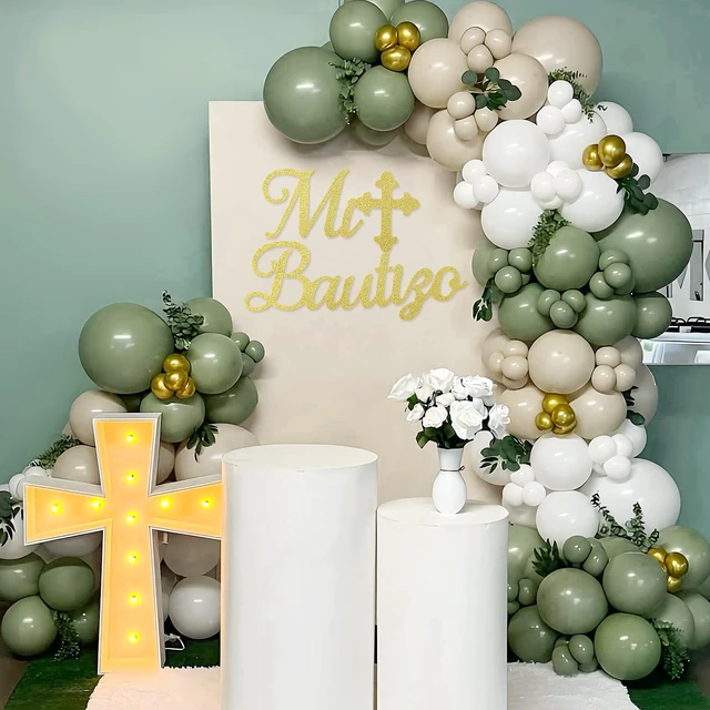 Alt view image 2 of 7 - Mi Bautizo Sign for Backdrop - Glitter Gold Felt Mi Bautizo Baby Baptism Religious Decal Decorations Comuniòn Party Backdrop Sign, God Bless First Holy Communion Party Wall Decor