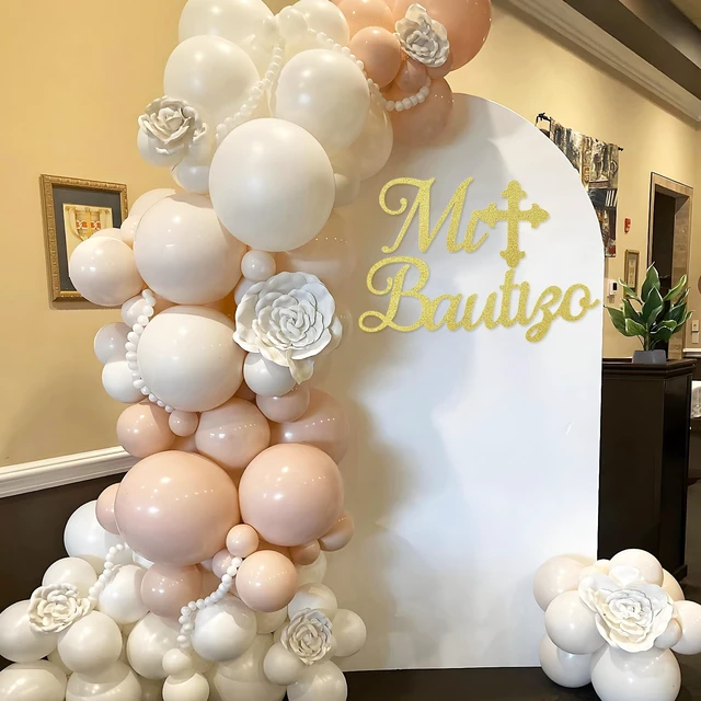 Alt view image 7 of 7 - Mi Bautizo Sign for Backdrop - Glitter Gold Felt Mi Bautizo Baby Baptism Religious Decal Decorations Comuniòn Party Backdrop Sign, God Bless First Holy Communion Party Wall Decor