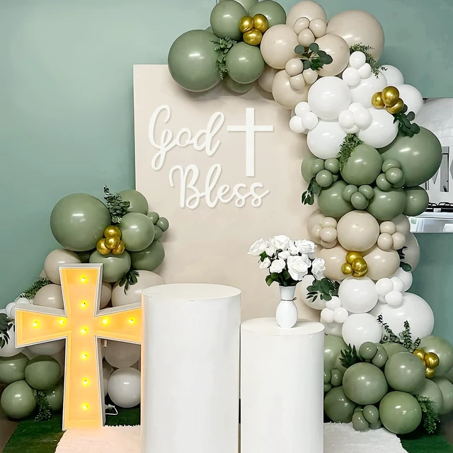Alt view image 5 of 7 - God Bless Sign for Baptism Party Backdrop, Baptism Sign, White God Bless Banner for Baptism Party, Baptism Felt Stickers for Baby Shower, First Communion Confirmation