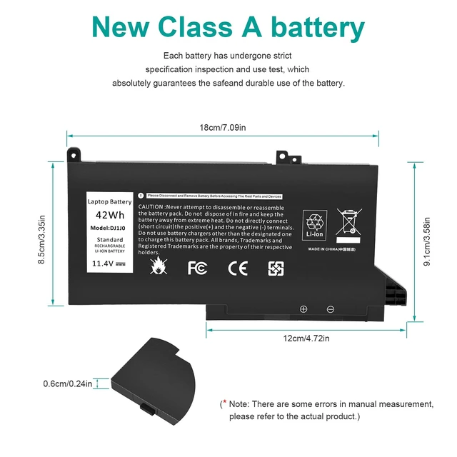 Alt view image 3 of 7 - DJ1J0 Battery for Dell Latitude 12 7000 7280 7480 7290 E7280 E7290 13 7380 7390 E7380 E7390 14 7480 7490 E7480 E7490 Series 451-BBZL PGFX4 ONFOH
