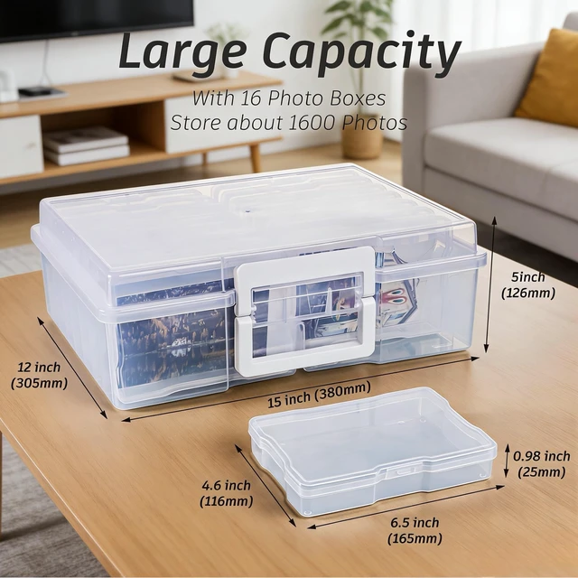 Alt view image 2 of 7 - Plastic Photo Storage Box With 4×6 inch Photo Cases,Photo Keeper Picture Storage Containers,16pcs photo organizers and storage For Photos,Picture,Greeting Card,Stickers,Seed,Craft Supplies