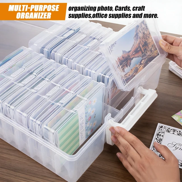 Alt view image 3 of 7 - Plastic Photo Storage Box With 4×6 inch Photo Cases,Photo Keeper Picture Storage Containers,16pcs photo organizers and storage For Photos,Picture,Greeting Card,Stickers,Seed,Craft Supplies