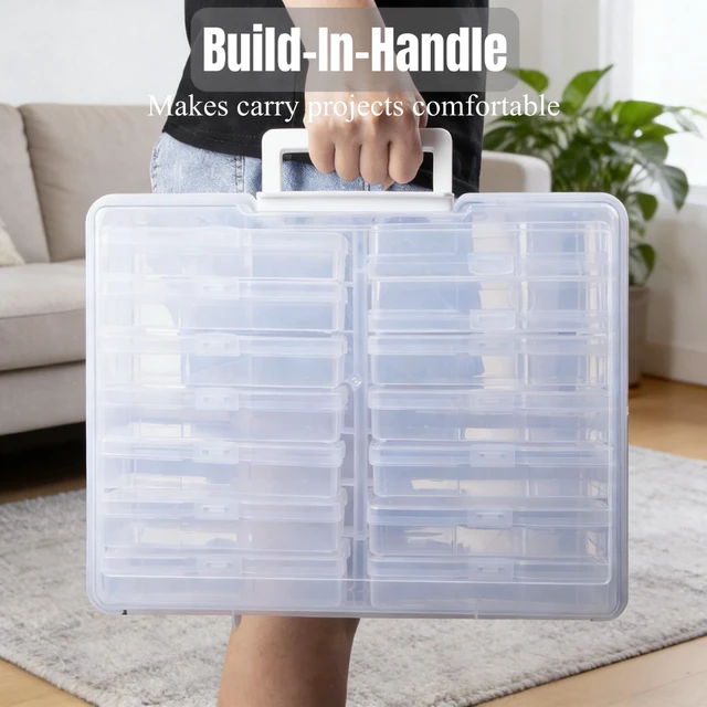 Alt view image 7 of 7 - Plastic Photo Storage Box With 4×6 inch Photo Cases,Photo Keeper Picture Storage Containers,16pcs photo organizers and storage For Photos,Picture,Greeting Card,Stickers,Seed,Craft Supplies