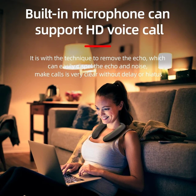 Alt view image 5 of 7 - Neckband Bluetooth Speakers Wireless Wearable Neck Speaker V-918 Black BT5.4 / Built-in Mic / 16-Hour Playtime / Type-C, AUX Input, TF Card Slot / Your Personal Space for Music, Movies, and Games