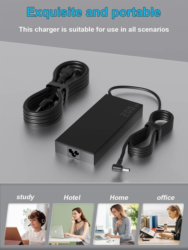 Alt view image 6 of 7 - 240W Charger Compatible with Asus TUF A16 F16 F15 F17 A15 A17 Dash F15 Zephyrus S M S17 G16 M16 G14 G15 S15 Duo 15 ROG Strix 17 15 G17 G16 G15 Flow X16 ProArt 16 15 17 Vivobook N7601 Laptop