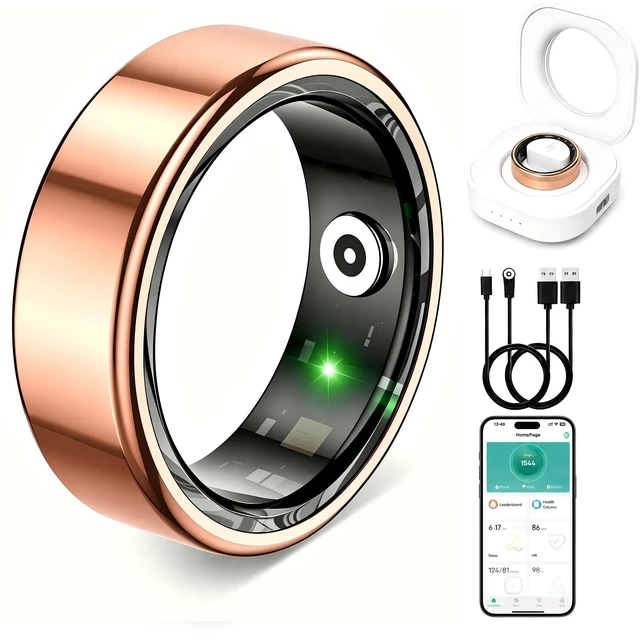 Main image of Smart Ring for Women & Men, Health and Sleep Tracker Ring with Heart Rate, Blood Oxygen,Blood Pressure, Waterproof Fitness Ring, Free APP for iOS Android
