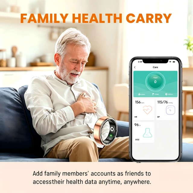 Alt view image 6 of 7 - Smart Ring for Women & Men, Health and Sleep Tracker Ring with Heart Rate, Blood Oxygen,Blood Pressure, Waterproof Fitness Ring, Free APP for iOS Android