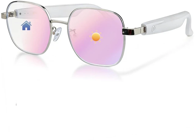 Main image of AI Smart Glasses, Bluetooth Audio Glasses with Photochromic Sunglasses Photochromic lenses automatically adjust to light changes with open-ear speakers for commuting, driving,travel and daily wear