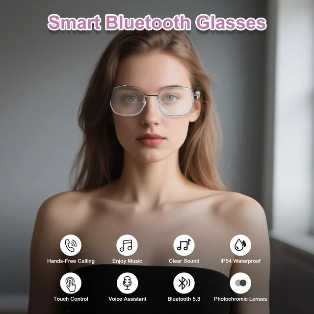 Alt view image 2 of 7 - AI Smart Glasses, Bluetooth Audio Glasses with Photochromic Sunglasses Photochromic lenses automatically adjust to light changes with open-ear speakers for commuting, driving,travel and daily wear