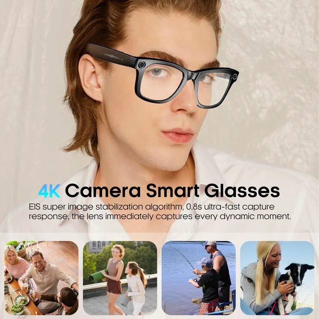 Alt view image 3 of 7 - AI Smart 4K Camera Glasses,HD 1080P Videos,Ultra-Wide Anti-Shake, Vlog Recording, AI Translation, AI Voice Assistant, Open Ears, Wi-Fi Transmission, Music Control,Color-Changing Lenses