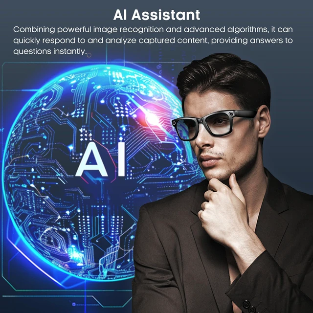 Alt view image 7 of 7 - AI Smart 4K Camera Glasses,HD 1080P Videos,Ultra-Wide Anti-Shake, Vlog Recording, AI Translation, AI Voice Assistant, Open Ears, Wi-Fi Transmission, Music Control,Color-Changing Lenses