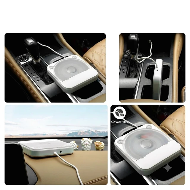 Alt view image 6 of 7 - Portable Car CD Player with USB/AUX Port for Car, Truck, Computer External CD Player Compatible with Car Radio Stereo, Laptop, TV, Computer, Universal for Vehicle with Adapter, White
