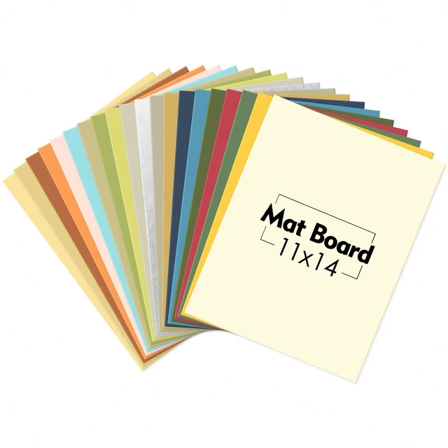 Main image of Mat Board Center 20 Pack 11x14 Uncut Matte Boards, Assorted Colors Acid-free Backing Matt Boards, Ideal for Frames, Prints, Photos, Crafts