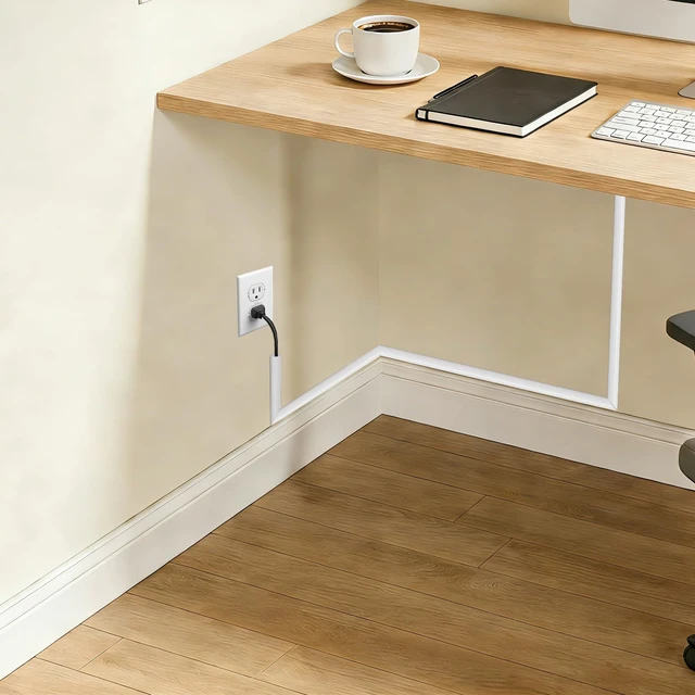 Alt view image 7 of 7 - 78" Side Open Cable Hider Cord Cover for 1 Wires,W0.55"× H0.39" Adhesive Cord Hider for Wall Mount Tv, Wire Channel for Cable Concealer,Cable Raceway Home & Office,White