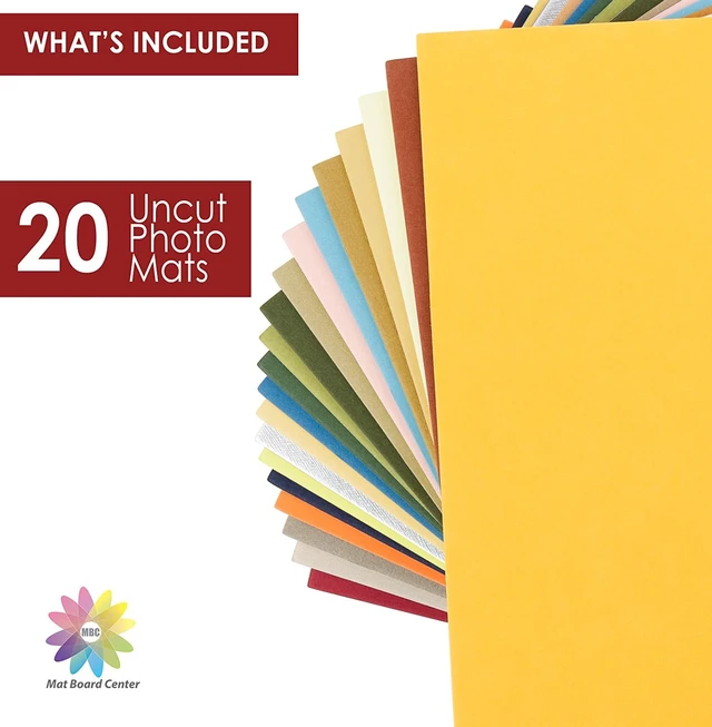 Alt view image 3 of 7 - Mat Board Center 20 Pack 11x14 Uncut Matte Boards, Assorted Colors Acid-free Backing Matt Boards, Ideal for Frames, Prints, Photos, Crafts