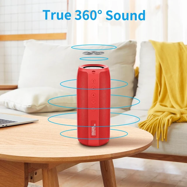 Alt view image 2 of 7 - M88 Portable Bluetooth Speaker, USB/AUX/TF Playback, Red USB playback, AUX input and TF card playback for flexible listening, plus rechargeable 40H playtime and deep bass