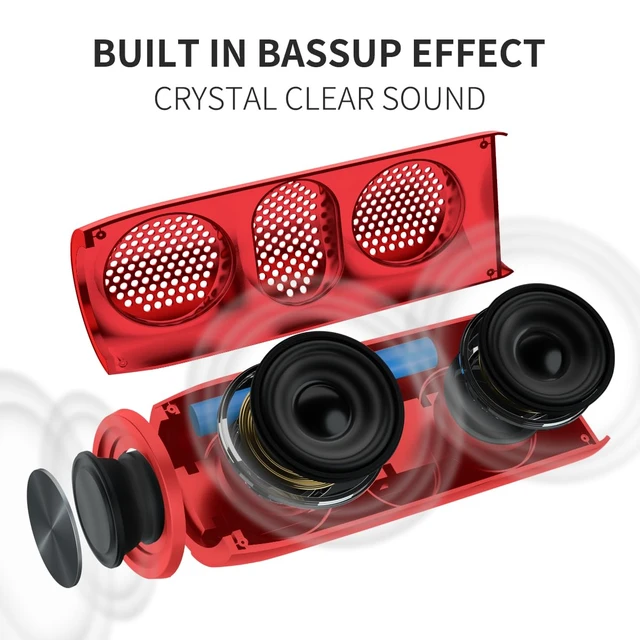 Alt view image 3 of 7 - M88 Portable Bluetooth Speaker, USB/AUX/TF Playback, Red USB playback, AUX input and TF card playback for flexible listening, plus rechargeable 40H playtime and deep bass