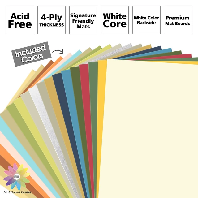 Alt view image 4 of 7 - Mat Board Center 20 Pack 11x14 Uncut Matte Boards, Assorted Colors Acid-free Backing Matt Boards, Ideal for Frames, Prints, Photos, Crafts