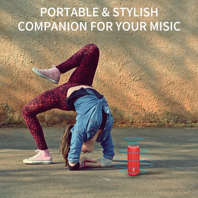 Alt view image 6 of 7 - M88 Portable Bluetooth Speaker, USB/AUX/TF Playback, Red USB playback, AUX input and TF card playback for flexible listening, plus rechargeable 40H playtime and deep bass