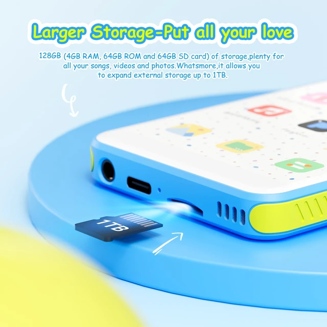 Alt view image 5 of 7 - Android 13 MP3 Player with Bluetooth&WiFi/4GB+64GB, Blue 4" Touch Screen MP4 Player with Speaker, Spotify, Audible, Music & Google Play Store, Expand to 1TB