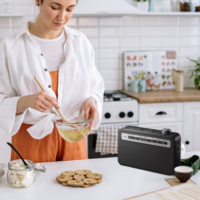 Alt view image 3 of 6 - Portable Radio AM/FM with Speaker, AC OR Battery AM FM Powered Radios for Travel with 3.5mm Headphone Jack and Frequency Tuner, Telescopic Antenna