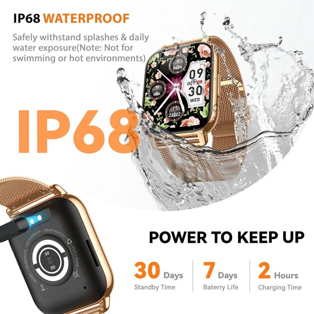 Alt view image 5 of 7 - Smart Watch for Women, Fitness Tracker with Bluetooth Calls & AI Voice Control, 1.85 HD Screen, Heart Rate/SpO2 Monitor, Sleep Tracker, Compatible with Android iOS (Gold)