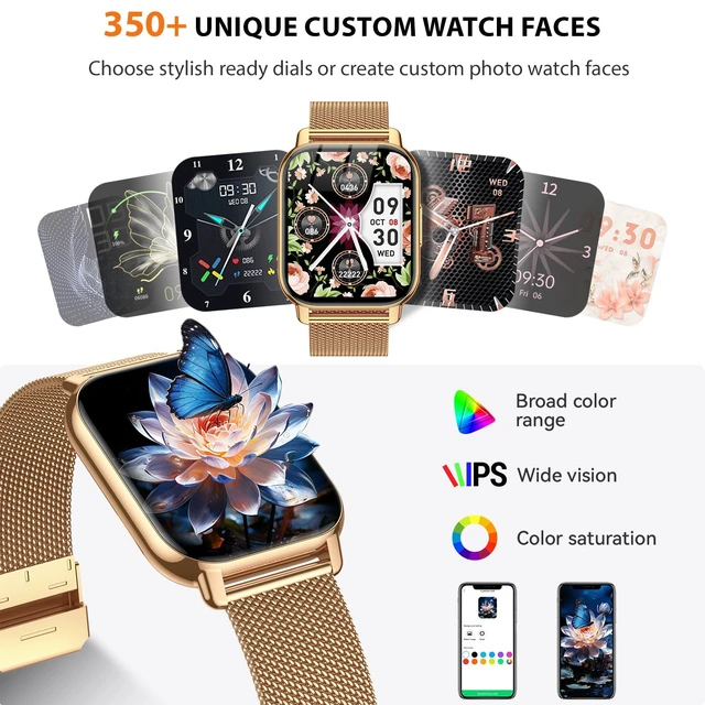 Alt view image 6 of 7 - Smart Watch for Women, Fitness Tracker with Bluetooth Calls & AI Voice Control, 1.85 HD Screen, Heart Rate/SpO2 Monitor, Sleep Tracker, Compatible with Android iOS (Gold)