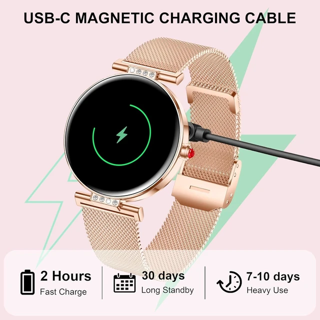 Alt view image 7 of 7 - Smart Watch for Women 1.19 AMOLED Small Face Smartwatch for Android iPhone 24/7 Activity Tracker with Bluetooth Call/Heart Rate/SpO2/Sleep Monitor, 120+ Sports Modes IP68 Waterproof, Rose Gold