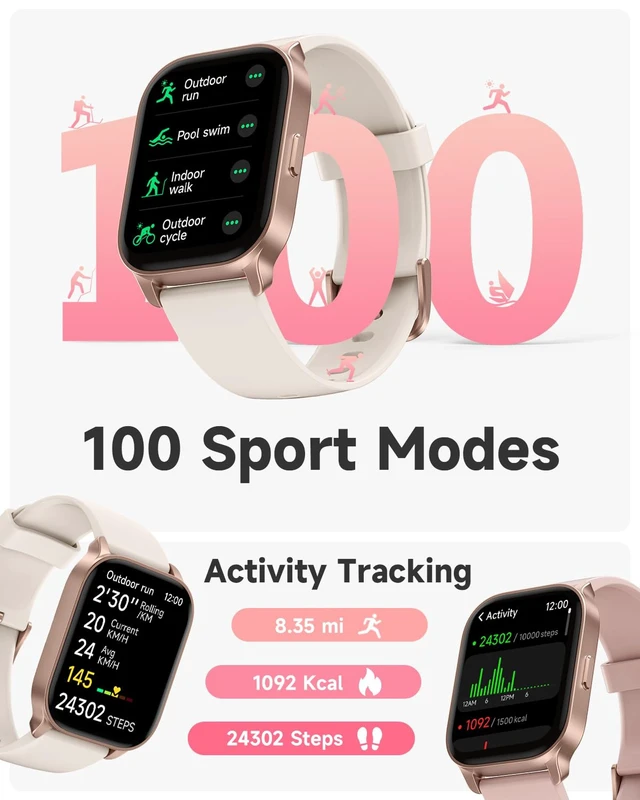 Alt view image 5 of 7 - Smart Watch for Women, Smartwatch Compatible Android and iOS Phone, Answer/Make Calls, Fitness Tracker Watch, Heart Rate/Sleep Tracker/100 Sports/IP68 Waterproof, Ivory
