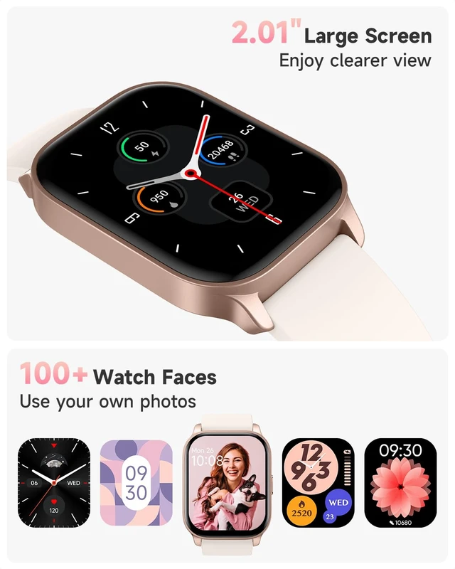 Alt view image 6 of 7 - Smart Watch for Women, Smartwatch Compatible Android and iOS Phone, Answer/Make Calls, Fitness Tracker Watch, Heart Rate/Sleep Tracker/100 Sports/IP68 Waterproof, Ivory