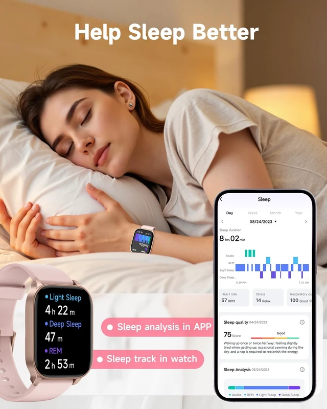Alt view image 4 of 7 - Smart Watch for Women, Smartwatch Compatible Android Phone and iOS Phone, Answer/Make Calls, Fitness Tracker, Heart Rate/Sleep Tracker/100 Sports/IP68 Waterproof