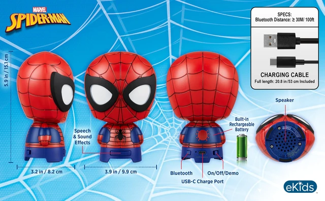 Alt view image 5 of 7 - Spiderman Bluetooth Speaker with Rechargeable Battery, Portable Wireless Speaker (Spiderman)