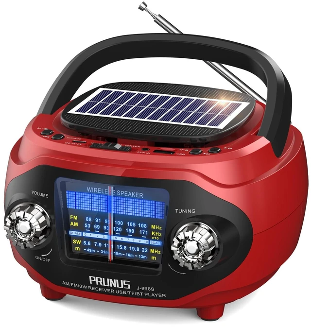 Main image of 15W Retro Bluetooth Speaker with Rich Bass Stereo Best Sound, Radio Portable AM FM, Solar/USB Rechargeable,Vintage Speaker Support AUX/USB Drive, Home,Party, Gift (2026 Update)