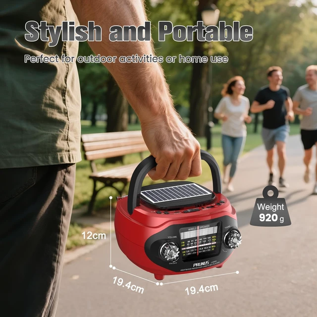 Alt view image 5 of 7 - 15W Retro Bluetooth Speaker with Rich Bass Stereo Best Sound, Radio Portable AM FM, Solar/USB Rechargeable,Vintage Speaker Support AUX/USB Drive, Home,Party, Gift (2026 Update)