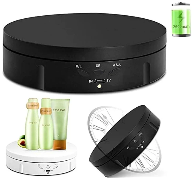 Main image of 360 Degree Electric Rotating Turntable,Battery/USB Power Supply for Photography Product Shows (Black 5.74 inches /22LB Load)