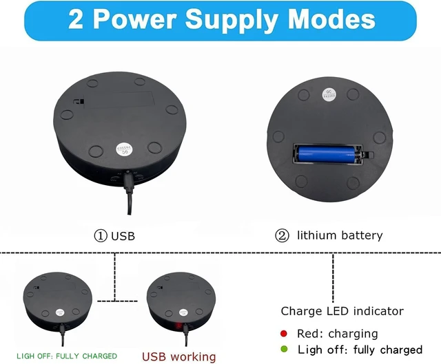 Alt view image 4 of 7 - 360 Degree Electric Rotating Turntable,Battery/USB Power Supply for Photography Product Shows (Black 5.74 inches /22LB Load)