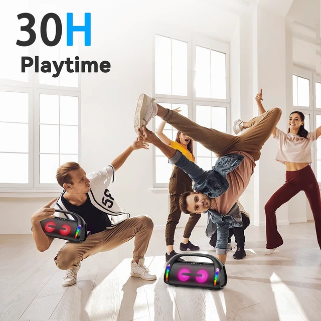 Alt view image 6 of 7 - LFS Bluetooth Speaker,100W Loud Speakers Bluetooth Wireless with Deep Bass, LED Lights, IPX6 Waterproof, 30H Playtime, Portable Outdoor Speaker Boombox for Camping,Beach, Party
