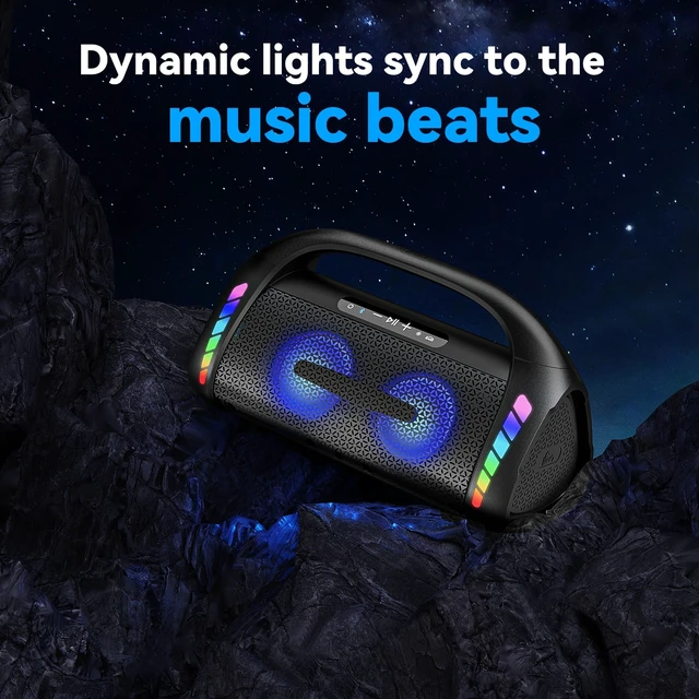 Alt view image 7 of 7 - LFS Bluetooth Speaker,100W Loud Speakers Bluetooth Wireless with Deep Bass, LED Lights, IPX6 Waterproof, 30H Playtime, Portable Outdoor Speaker Boombox for Camping,Beach, Party