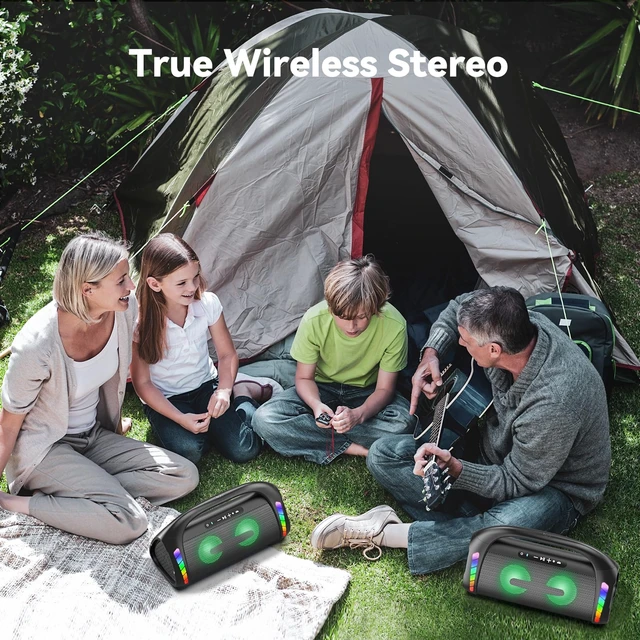 Alt view image 5 of 7 - LFS Bluetooth Speaker,100W Loud Speakers Bluetooth Wireless with Deep Bass, LED Lights, IPX6 Waterproof, 30H Playtime, Portable Outdoor Speaker Boombox for Camping,Beach, Party